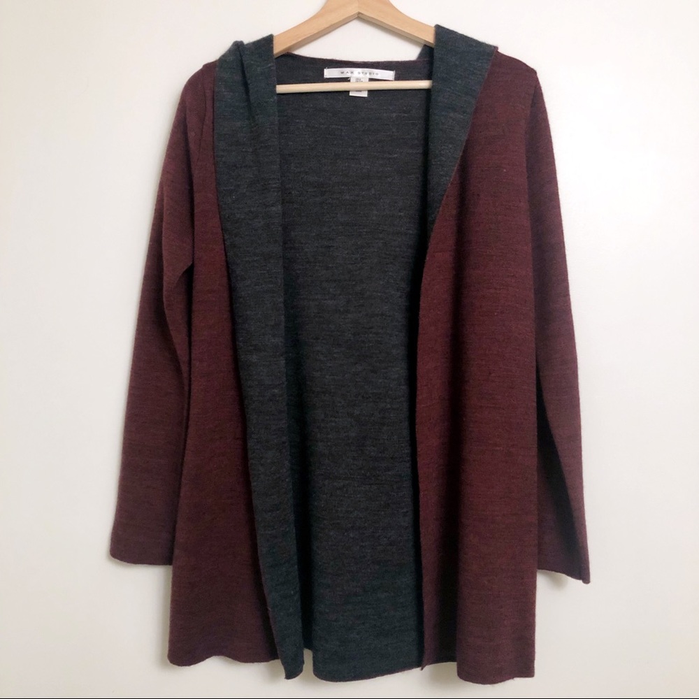 Max Studio Hooded Contrast Cardigan Size Small